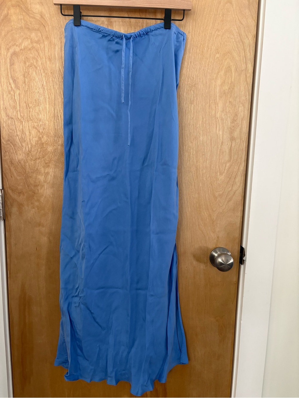 Madewell Blue Tie-Waist Maxi Slip Skirt in Cupro Blend